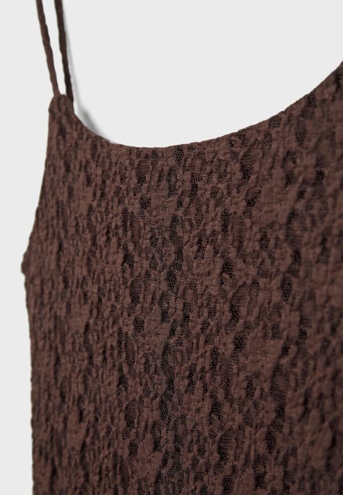 Vestido midi com tiras de renda loiro Vestido midi com tiras de renda loiro