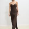 Vestido midi de cetim Vestido midi de cetim