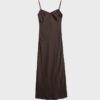Vestido midi de cetim Vestido midi de cetim