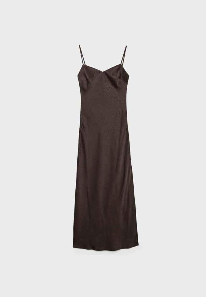 Vestido midi de cetim Vestido midi de cetim