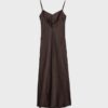 Vestido midi de cetim Vestido midi de cetim