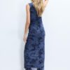 Vestido midi de tule com decote qipao Vestido midi de tule com decote qipao