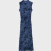Vestido midi de tule com decote qipao Vestido midi de tule com decote qipao