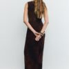 Vestido midi de tule com decote quadrado Vestido midi de tule com decote quadrado