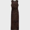 Vestido midi de tule com decote quadrado Vestido midi de tule com decote quadrado