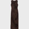 Vestido midi de tule com decote quadrado Vestido midi de tule com decote quadrado