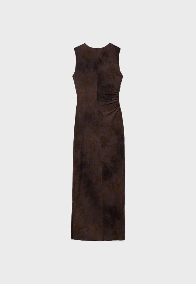 Vestido midi de tule com decote quadrado Vestido midi de tule com decote quadrado