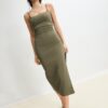 Vestido Midi em Bengaline com Decote Quadrado Vestido Midi em Bengaline com Decote Quadrado