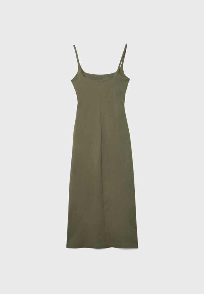 Vestido Midi em Bengaline com Decote Quadrado Vestido Midi em Bengaline com Decote Quadrado