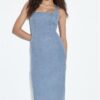 Vestido midi em ganga Vestido midi em ganga