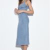 Vestido midi em ganga Vestido midi em ganga