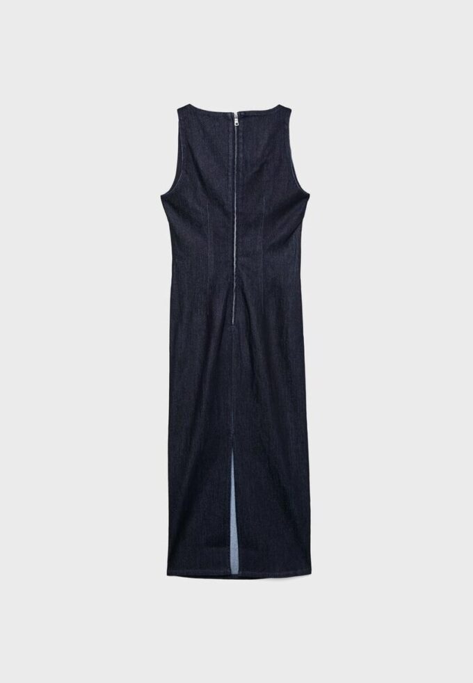 Vestido midi em ganga