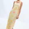 Vestido midi em tule estampado com lenço Vestido midi em tule estampado com lenço