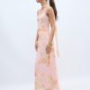 Vestido midi em tule estampado com lenço