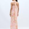 Vestido midi em tule estampado com lenço