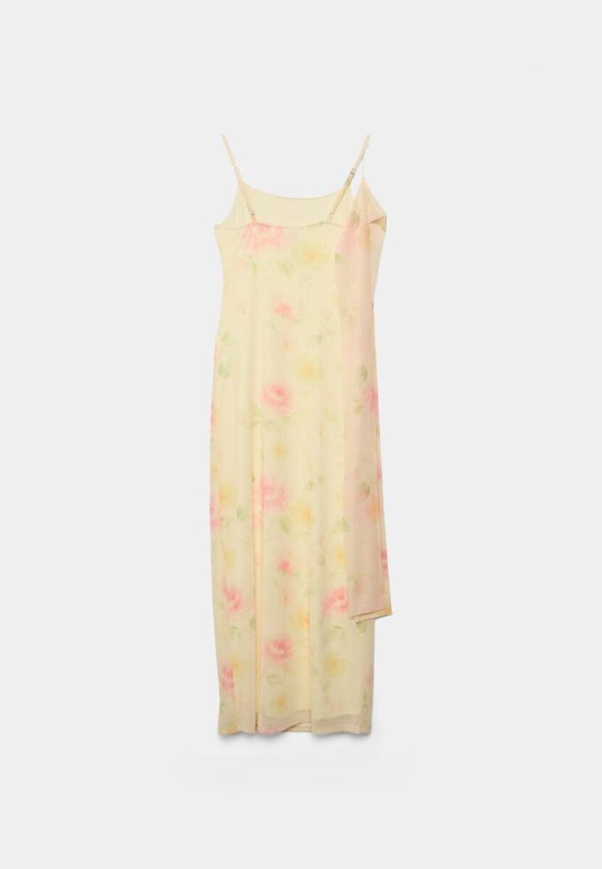 Vestido midi em tule estampado com lenço Vestido midi em tule estampado com lenço