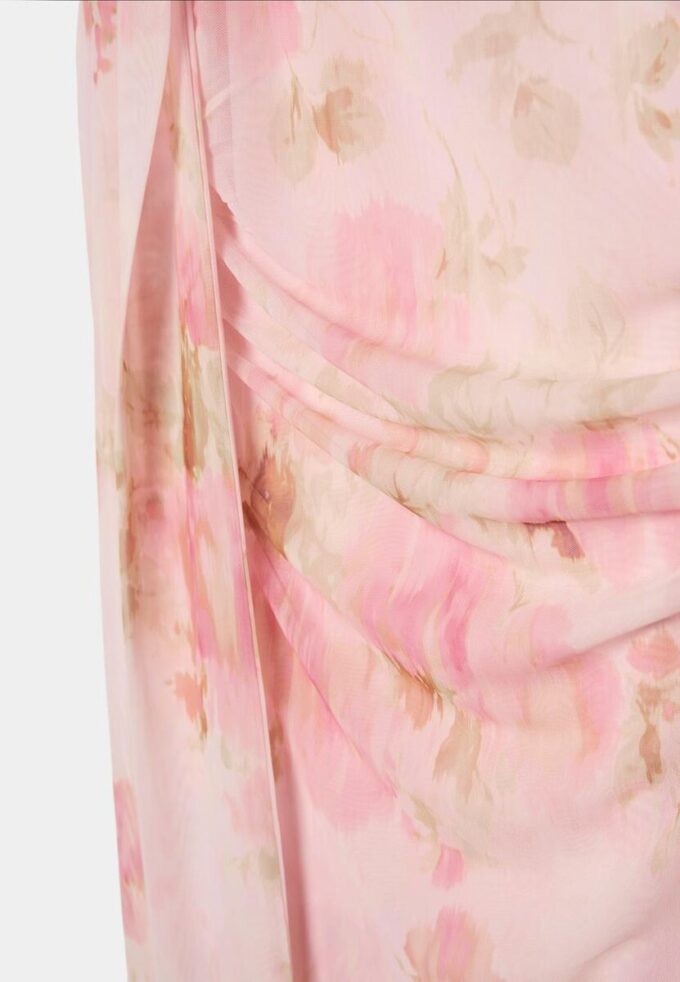 Vestido midi em tule estampado com lenço