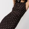 Vestido midi sem mangas em tule às bolinhas Vestido midi sem mangas em tule às bolinhas