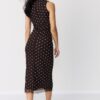 Vestido midi sem mangas em tule às bolinhas Vestido midi sem mangas em tule às bolinhas