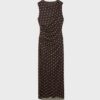 Vestido midi sem mangas em tule às bolinhas Vestido midi sem mangas em tule às bolinhas