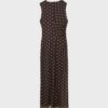 Vestido midi sem mangas em tule às bolinhas Vestido midi sem mangas em tule às bolinhas